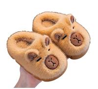 Generisch Pantuflas de invierno para niña, con forro polar, suaves y cálidas, para interiores y exteriores, con bonito diseño de capibara, Cafe1., 39 EU