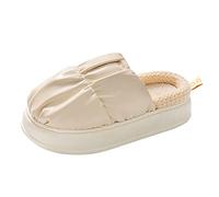 Generisch Pantuflas de lana para mujer, para invierno, para interior y hogar, parte inferior gruesa, antideslizante, impermeable, forro polar, cálido, beige, 41 EU
