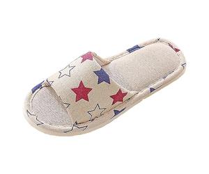 Generisch Pantuflas de lino con fondo de espuma para mujer, verano, primavera, suelo de madera japonesa, zapatillas antideslizantes de lino de algodón, zapatos de mujer, rojo, 37 EU