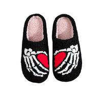 Generisch Pantuflas de mujer con diseño de Halloween para mujer, zapatos acogedores para parejas, unisex, cómodas, para interior y exterior, informales, planas, pantuflas, Negro , 43 EU