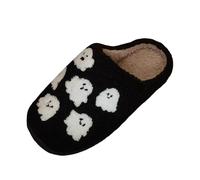 Generisch Pantuflas de mujer con estampado de Halloween, abiertas para mujer, pantuflas para mujer, cálidas Navidades, cerradas, Negro , 45 EU