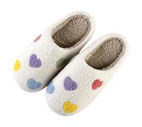 Generisch Pantuflas de mujer par invierno pequeño amor patrón dibujos animados gran tamaño cálido acolchado algodón pantuflas, Blanco, 43 EU