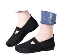 Generisch Pantuflas de punto transpirables con punta redonda para mujer, cómodas zapatillas informales con diseño de moda, ideales para el día a día, Negro , 39 EU