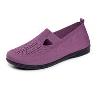 Generisch Pantuflas de punto transpirables con punta redonda para mujer, cómodas zapatillas informales con diseño de moda, ideales para el día a día, morado, 41 EU