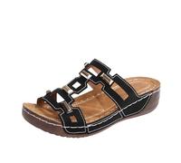 Generisch Pantuflas de verano transpirables con cuello bozal de pescado, sandalias ligeras de playa al aire libre para comodidad diaria estilo casual zapatillas de mujer sin dedos cómodas, Negro , 37