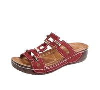 Generisch Pantuflas de verano transpirables con cuello bozal de pescado, sandalias ligeras de playa al aire libre para comodidad diaria estilo casual zapatillas de mujer sin dedos cómodas, Vino, 40 EU