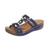 Generisch Pantuflas de verano transpirables con cuello bozal de pescado, sandalias ligeras de playa al aire libre para comodidad diaria estilo casual zapatillas de mujer sin dedos cómodas, azul, 41 EU
