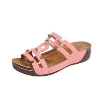 Generisch Pantuflas de verano transpirables con cuello bozal de pescado, sandalias ligeras de playa al aire libre para comodidad diaria estilo casual zapatillas de mujer sin dedos cómodas, Rosa., 39
