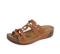 Generisch Pantuflas de verano transpirables con cuello bozal de pescado, sandalias ligeras de playa al aire libre para comodidad diaria estilo casual zapatillas de mujer sin dedos cómodas, marrón, 41