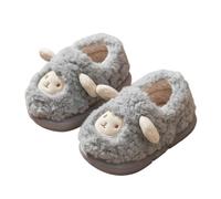 Generisch Pantuflas mullidas de invierno para niños pequeños, suaves y cómodas, con bonito diseño de oveja, suela antideslizante para interior y exterior, gris, 22 EU