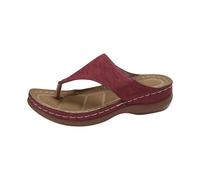 Generisch Pantuflas ortopédicas para mujer, suelas gruesas, sandalias cómodas, pantuflas de vacaciones, pantuflas de dedos para el tiempo libre, sandalias de playa ligeras, chanclas de baño, rojo, 36