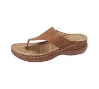 Generisch Pantuflas ortopédicas para mujer, suelas gruesas, sandalias cómodas, pantuflas de vacaciones, pantuflas de dedos para el tiempo libre, sandalias de playa ligeras, chanclas de baño, marrón