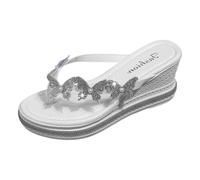 Generisch - Pantuflas para el ocio, vacaciones en la playa, diseño de chanclas, puntera abierta, pantuflas cómodas con cuña para la temporada de verano 241, Blanco, 39 EU