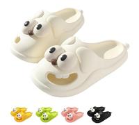 Generisch Pantuflas para hombre y mujer con diseño de beso en lengua, divertidas zapatillas 3D para perros con ojos grandes para parejas, Blanco, 40/41 EU
