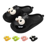 Generisch Pantuflas para hombre y mujer con diseño de beso en lengua, divertidas zapatillas 3D para perros con ojos grandes para parejas, Negro , 40/41 EU