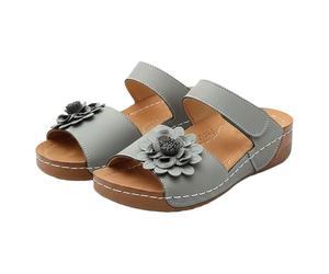 Generisch Pantuflas para mujer, ortopédicas, con plataforma de flores, puntera abierta, zapatillas con plantilla suave, zapatillas de verano, chanclas informales, plataformas, zapatos casuales