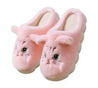 Generisch Pantuflas para mujer, zapatillas de estar por casa para hombre, gato dulce, cálidas de invierno, zapatillas de fieltro gruesas, ligeras, mullidas, antideslizantes, zapatillas de fieltro