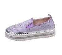 Generisch Pantuflas planas transpirables con plataforma como zapatos casuales cómodos para el uso diario de moda, morado, 40 EU