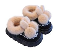 Generisch Pantuflas S Niñas Chunky Cloud Zapatillas para Mujeres Bunny Fuzzy Slides Felpa Plataforma Zapatos No Lindos para el Invierno en Casa Calcetines de Casa Mujer 38, Negro , 26 EU