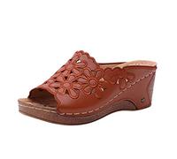 Generisch Pantuflas zapatillas de las señoras zapatillas moda casual zapatos fuera hueco plataformas gruesas mujeres tacones altas mujeres zapatillas, marrón, 40 EU