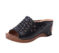 Generisch Pantuflas zapatillas de las señoras zapatillas moda casual zapatos fuera hueco plataformas gruesas mujeres tacones altas mujeres zapatillas, Negro , 41 EU