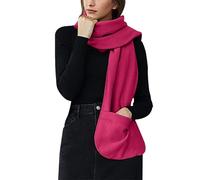 Generisch Pañuelo de forro polar suave con grandes bolsillos delanteros. Bufanda cálida para mujer al aire libre. Versátil como estola o poncho. Material de fácil cuidado para los días fríos, Rosa