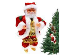 Generisch Papá Noel escalando - Decoración eléctrica con música | Figura colgante en cuerda | Adecuado para interior, ventana, techo, escaleras, balcón | Perfecto para Navidad, vacaciones, decoración