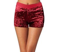 Generisch Papa Shorts Mujer Lentejuelas Pantalones Cortos Disco-Hotpants Brillantes Brillantes Jazz Mini Shorts Elásticos Danz Pro Shorts Mujer Negro, rojo, XXL