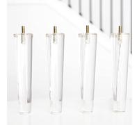 Generisch Paquete de 4 patas de muebles de acrílico transparente de vidrio transparente, patas de repuesto para muebles de bricolaje con perno preperforado para estantería, mesa, armario, patas