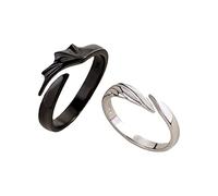Generisch Par de anillos a juego para hombre ajustables individualmente sol luna anillo conjunto ángel diablo dragón anillos abiertos pareja promesa anillos a juego para novio novia regalos, Negro