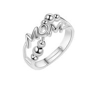Generisch Par de anillos sencillos "Amor personalizado", perfecto para tu madre, como para el amor y la gratitud en el día de la madre. Anillos de barra de cortina plateados, A, Cobre, Sin piedras