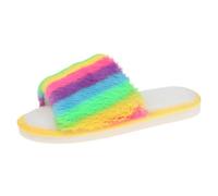 Generisch Par de colores del arco iris, gruesos, cálidos, antideslizantes, para mujer, de espuma viscoelástica esponjosa con espuma viscoelástica cerrada, amarillo, 43 EU