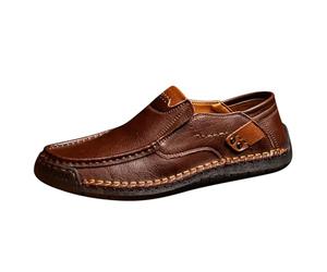 Generisch Par de estilo hecho a mano para hombre zapatos casuales al aire libre un pie zapatos planos de cuero primavera baja top plus gran tamañoLeFu cuero de vaca, marrón, 46 EU