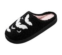 Generisch Par de zapatillas de algodón acolchadas cálidas de gran tamaño de Halloween de dibujos animados para mujer, Negro , 37 EU