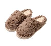 Generisch Par de zapatillas de invierno de felpa para hombre y mujer, de espuma viscoelástica, con forro, cálidas, cómodas, de fieltro, ultraligeras, suaves, mullidas y planas, café, 42 EU