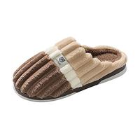 Generisch Par de zapatos para hombre Slip On Furry Flat Home Winter Round Toe Keep Warm Stripe Print Slippers, c, 45 EU