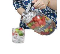 Generisch Para conservas, apto para lavavajillas y apertura normal, recipiente para bebidas con tapa y asa, para zumo, leche, café, té, limonada, cocina, frigorífico