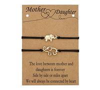 Generisch Para Frases Perlas Mensaje Anillos Tarjeta Pulsera Elefante Pequeño Elefante Rhinestone Tarjeta Pulsera Traje Para Mi Hija A Mi Mamá Pareja Mensaje Pulseras Joyería, talla única, Cobre