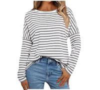 Generisch - Para mujer casual cuello redondo a rayas camisetas modernas blusas jirafas disfraz mujer, gris, XL