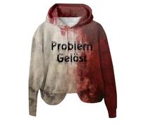 Generisch - Para mujeres con divertidas letras impresas ropa de Halloween salpicaduras de sangre suéter con capucha grande, Color rojo., L