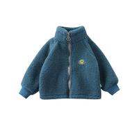Generisch Para niño 98 niños pequeños bebé niña niño sólido abrigo chaqueta abrigo abrigo abrigo cremallera cálido polar invierno ropa exterior policía niños esposas, azul, 5-6 años