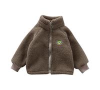Generisch Para niño 98 niños pequeños bebé niña niño sólido abrigo chaqueta abrigo abrigo abrigo cremallera cálido polar invierno ropa exterior policía niños esposas, marrón, 5-6 años