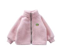 Generisch Para niño 98 niños pequeños bebé niña niño sólido abrigo chaqueta abrigo abrigo abrigo cremallera cálido polar invierno ropa exterior policía niños esposas, Rosa., 3-4 años