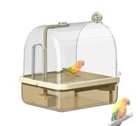 Generisch Parakeet Bird Bath - PP 22,5 x 20 x 26 cm | Automatic Bird Bathtub with Stand 2 Shower Modes | Chew-Proof Perch Playground for Indoor Outdoor Cage Use USB Powered Emands with Ease.