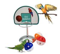 Generisch Parrot Medium Birds Toys, Basketball Love Bird Toys with 3 Balls, Interactive Safe and Bird-Friendly Cage Accessories Stand for Play Training Cockatiel, Conure, Metal