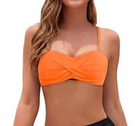 Generisch Parte superior de bikini bandeau para mujer, sin tirantes, traje de baño para trajes de baño, conjunto moderno de dos piezas para la playa con diseño elegante, naranja, XL