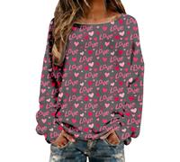 Generisch Parte superior de punto informal con cuello ancho y estampado romántico de corazón para un aspecto elegante para el día a día, gris oscuro, M