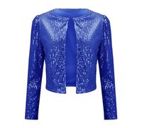 Generisch Party Outfit Damen Pailletten Jacke Damen Glitzernder Kurzer Bolero Elegante Schulterjacke Cropped Glitzer oberteile Cropped Langarm Bomberjacke Elegant Cardigan Karneval Paillettenjacke