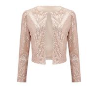 Generisch Party Outfit Damen Pailletten Jacke Damen Glitzernder Kurzer Bolero Elegante Schulterjacke Cropped Glitzer oberteile Cropped Langarm Bomberjacke Elegant Cardigan Karneval Paillettenjacke