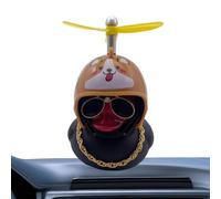 Generisch Patos para coches - Adorno de coche pequeño pato de goma con sombrero de hélice, adorno de pato para salpicadero de coche, decoración de coche, moto y bicicleta